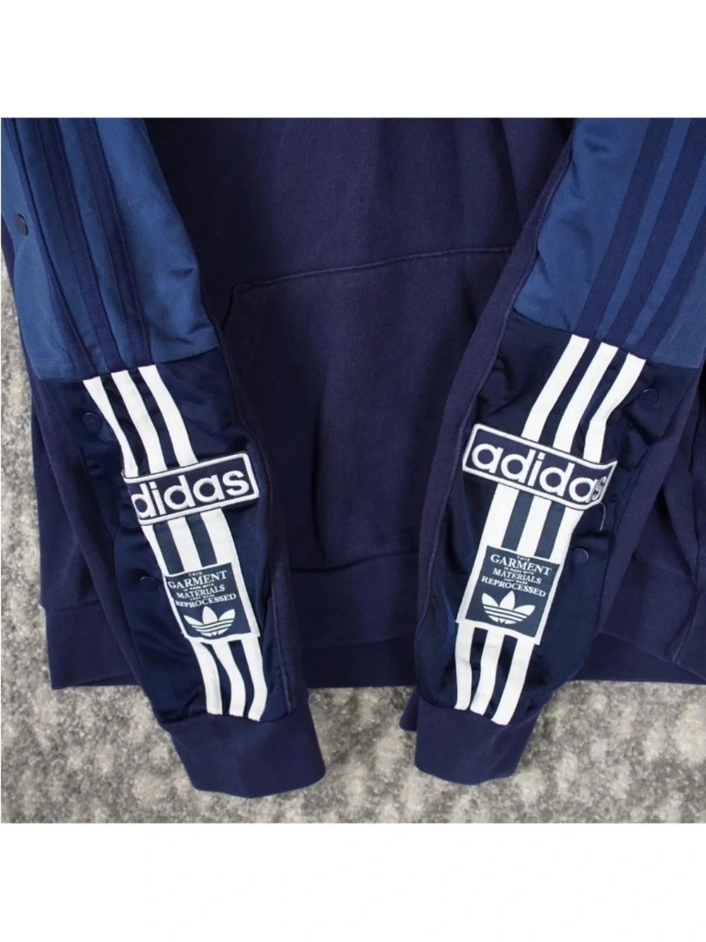 Adidas Originals Re-Process Adicolor Pullover Hoodie Mens Medium Blue Striped